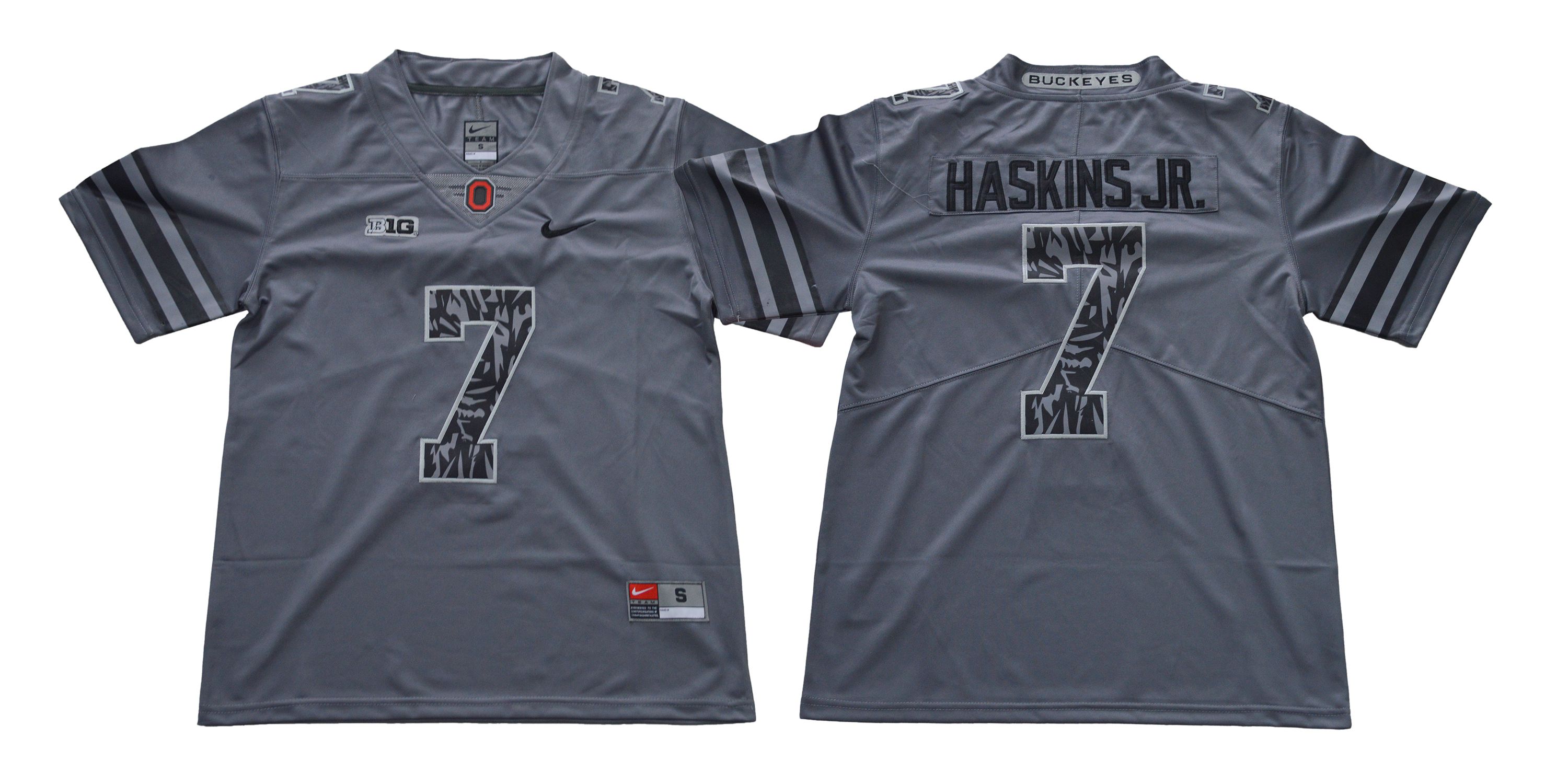 Men Ohio State Buckeyes #7 Haskins jr Grey Nike NCAA Jerseys->ncaa teams->NCAA Jersey